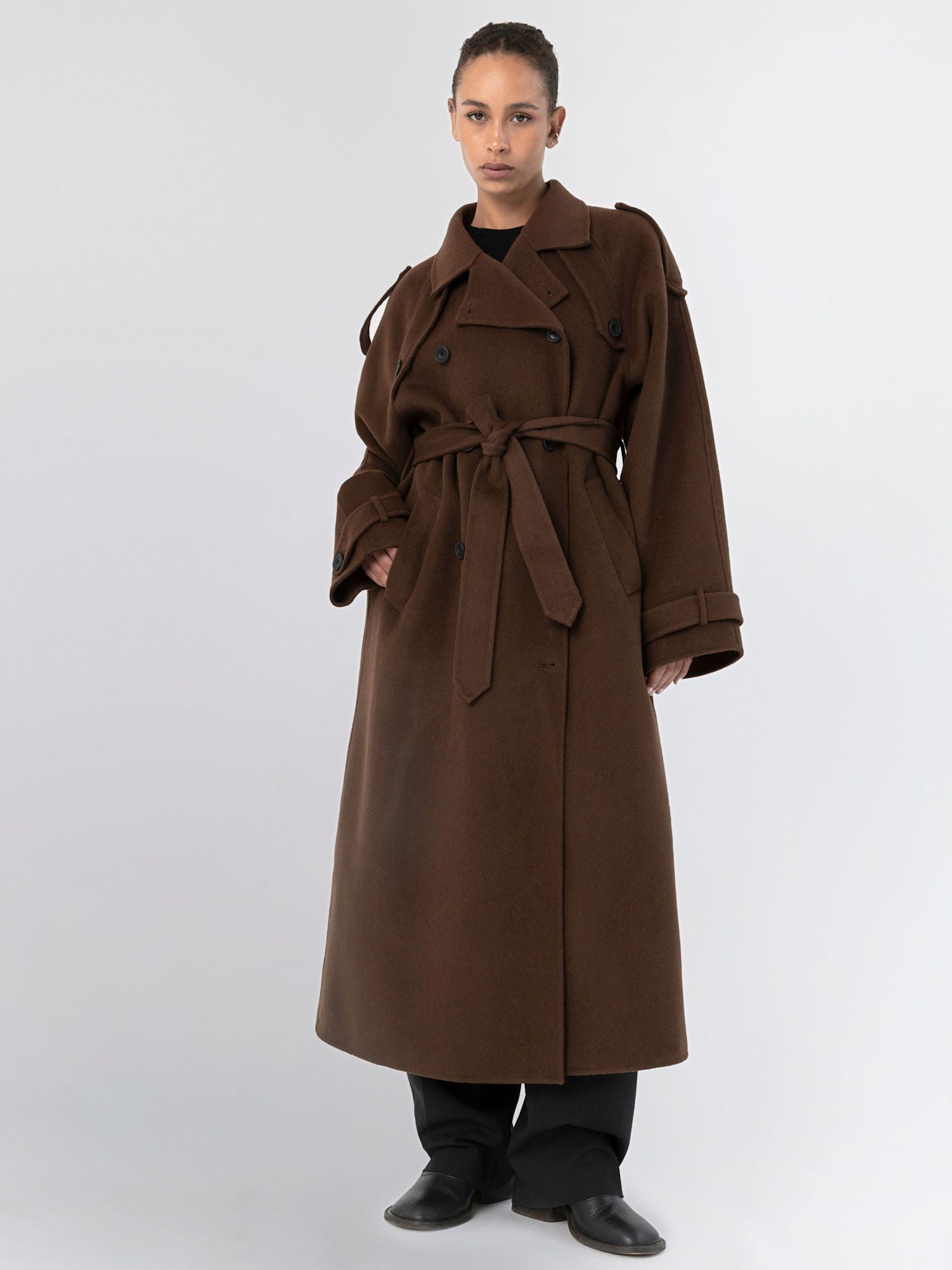 JOHN WOOL COAT - BROWN