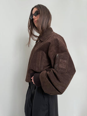 BONNIE SUEDE BOMBER - BROWN