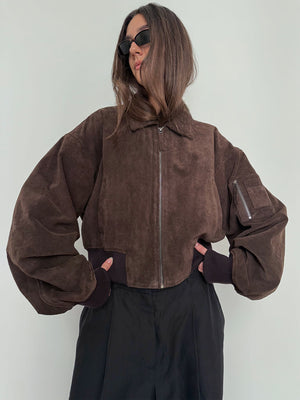 BONNIE SUEDE BOMBER - BROWN