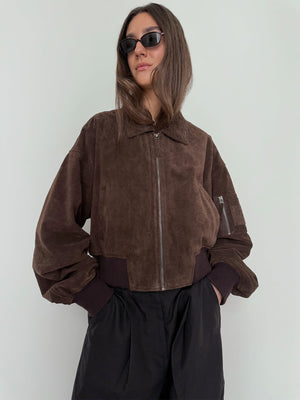BONNIE SUEDE BOMBER - BROWN
