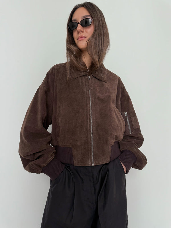 BONNIE SUEDE BOMBER - BROWN