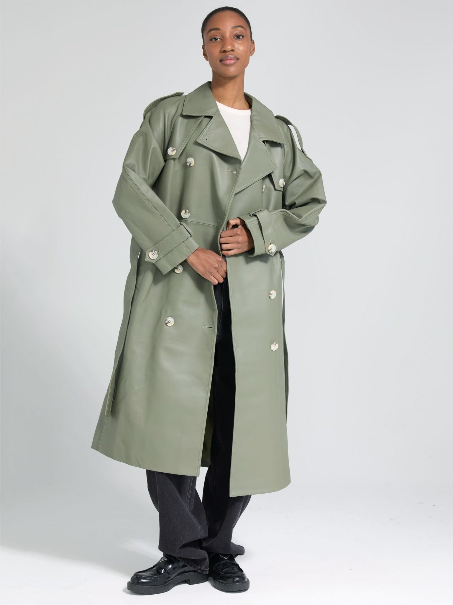 BOBBY LEATHER COAT- GREEN
