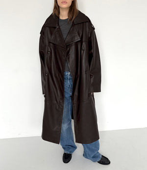 DAKOTA LEATHER COAT - BROWN