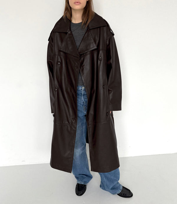 DAKOTA LEATHER COAT - BROWN