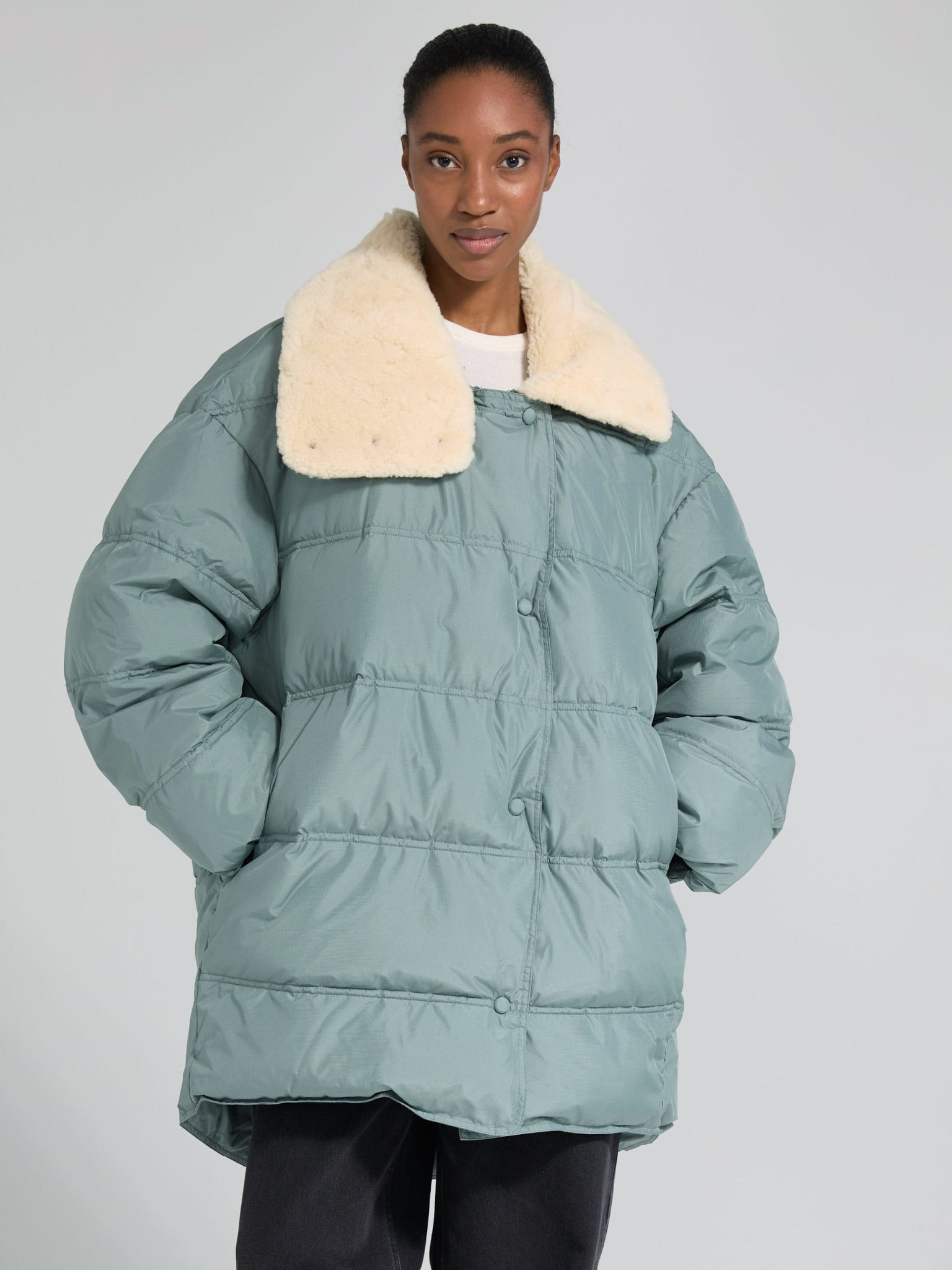 DANNY DOWN COAT - GREY/GREEN
