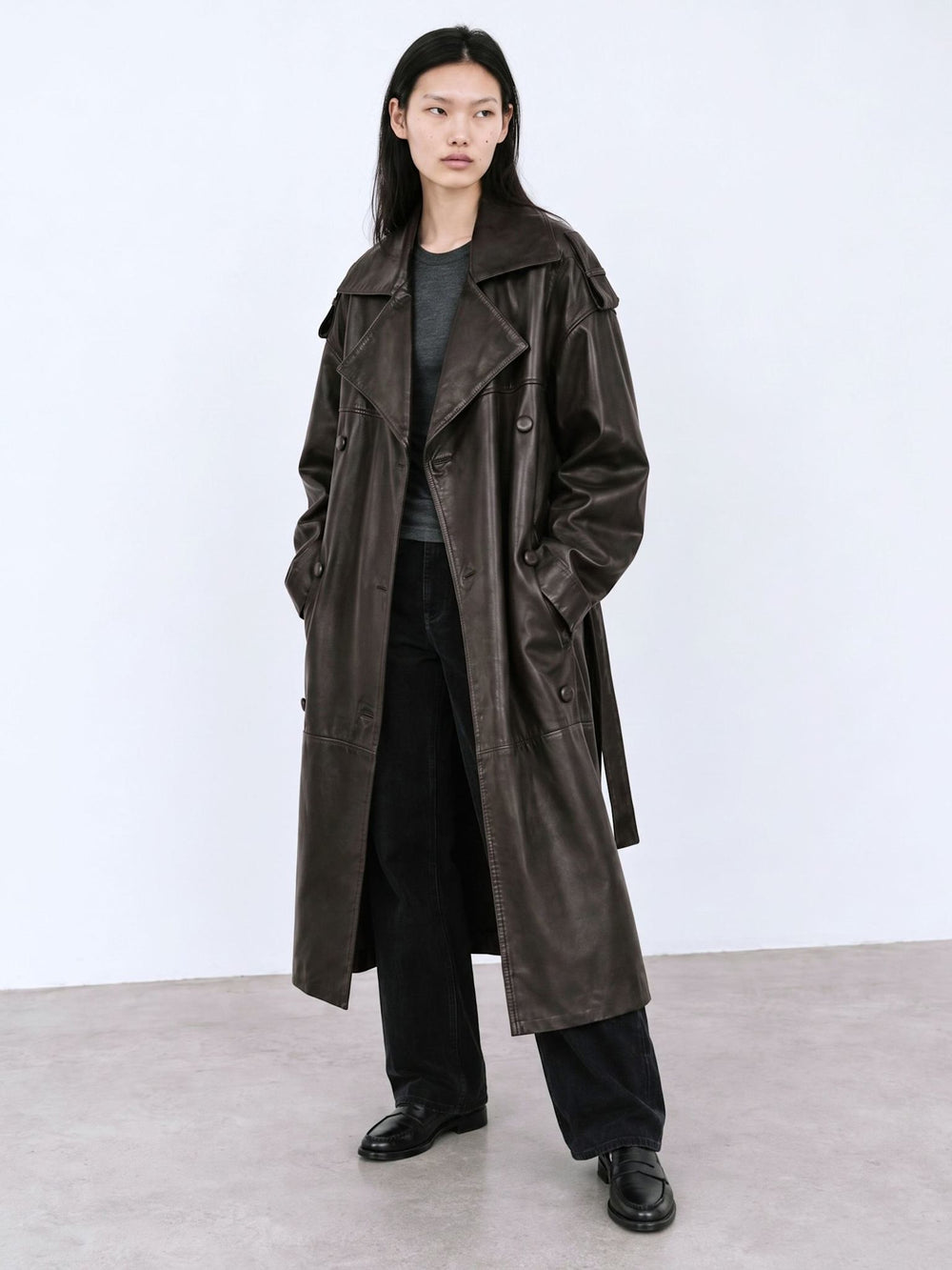 DAKOTA LEATHER COAT - BROWN
