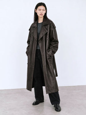 DAKOTA LEATHER COAT - BROWN
