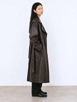 DAKOTA LEATHER COAT - BROWN