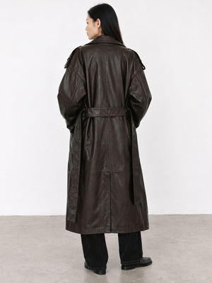 DAKOTA LEATHER COAT - BROWN