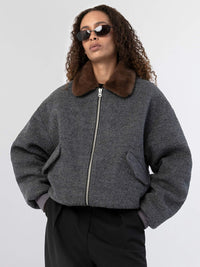 AVERY BOMBER JACKET - GREY/BROWN