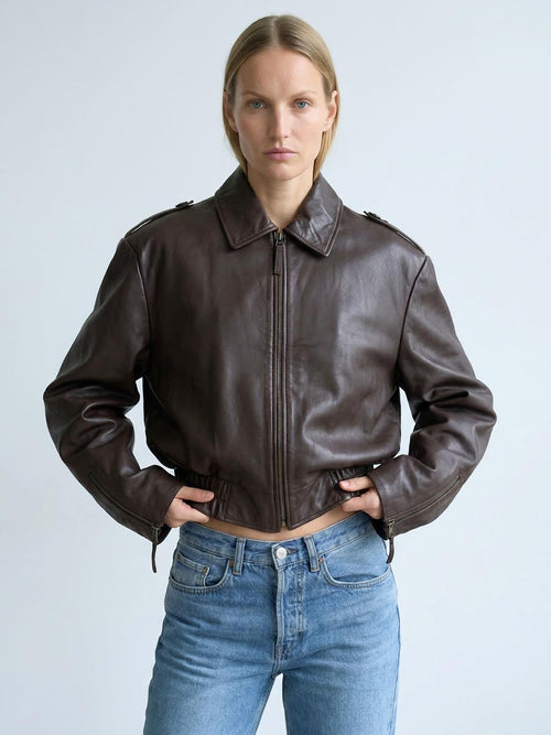 CLEO LEDERJACKE - BRAUN