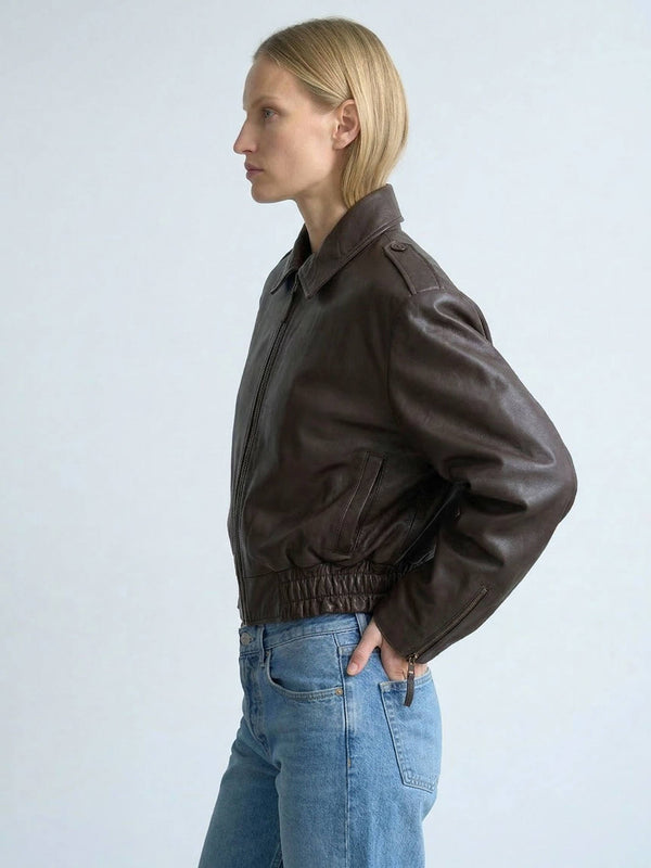 CLEO LEDERJACKE - BRAUN