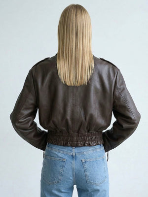 CLEO LEDERJACKE - BRAUN