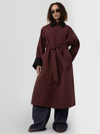 JOEL CANVAS COAT - BURGUNDY/BLACK