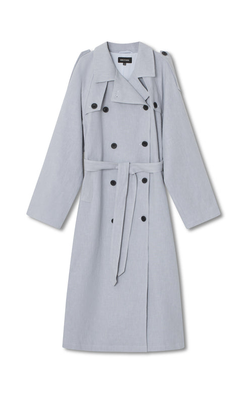 KIRA LINEN COAT - LIGHT BLUE