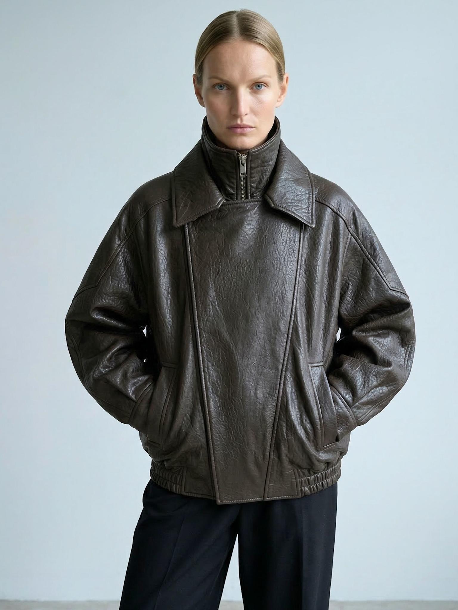 DODGE BIKER JACKET - BROWN
