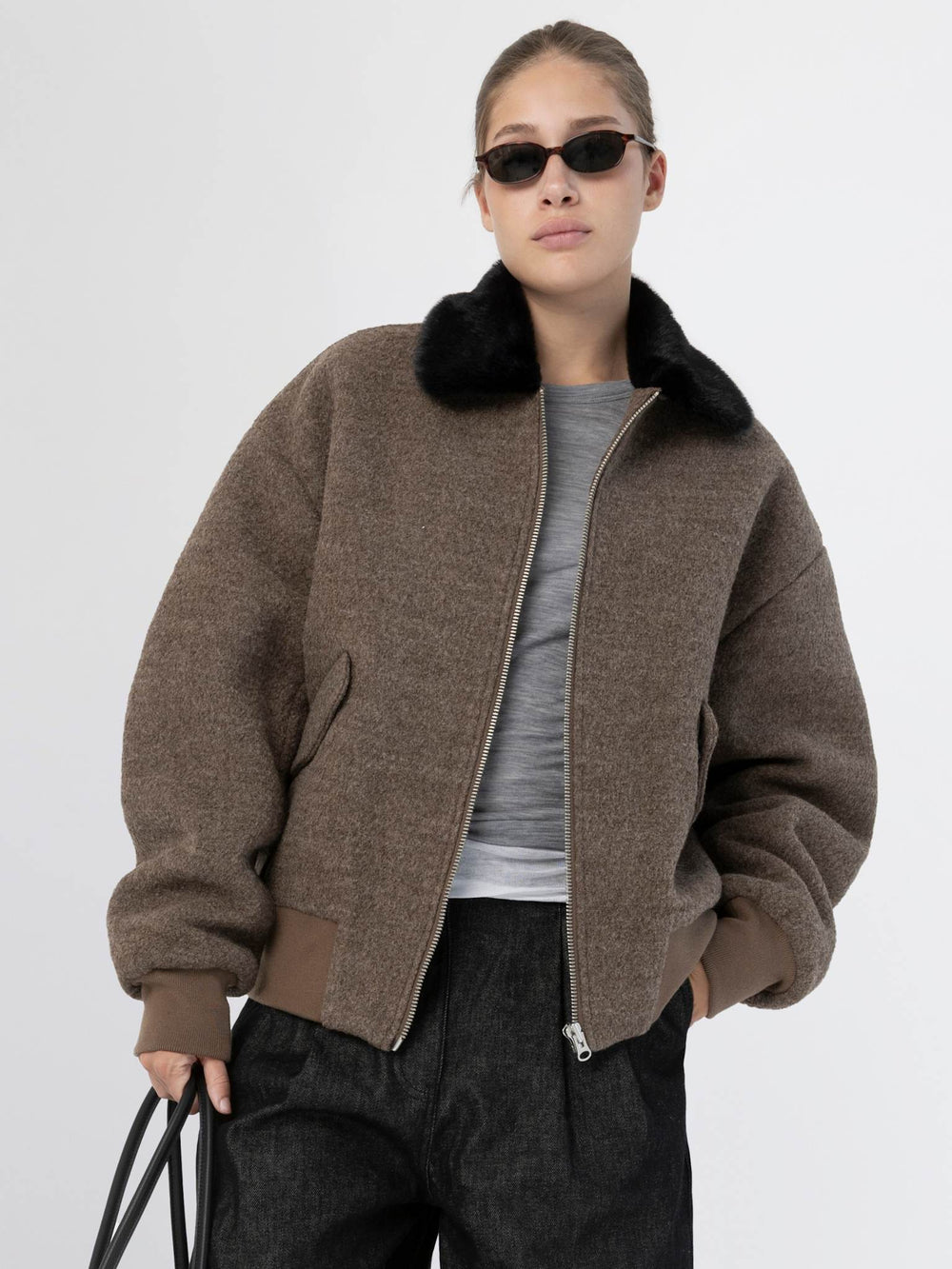 AVERY BOBMER JACKET - BROWN/BLACK