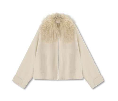 NICO JACKET MONGOLIAN FUR - CREME