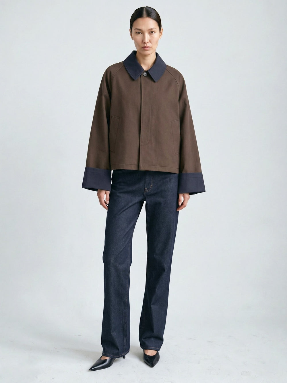 JOEL CANVAS JACKET - BROWN/NAVY