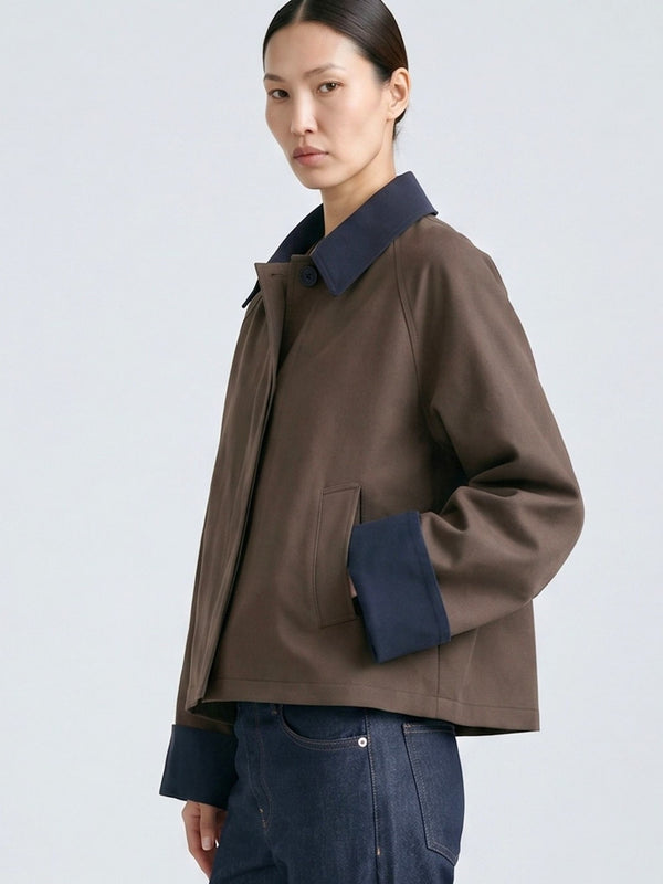 JOEL CANVAS JACKET - BROWN/NAVY
