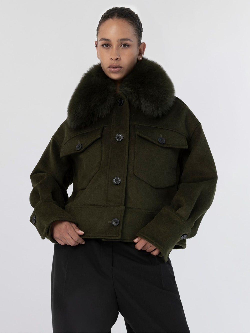 CHARLIE WOOL JACKET - DARK GREEN