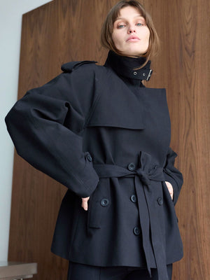 HEATHER TRENCH JACKET - BLACK