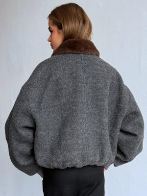 AVERY BOMBER JACKET - GREY/BROWN