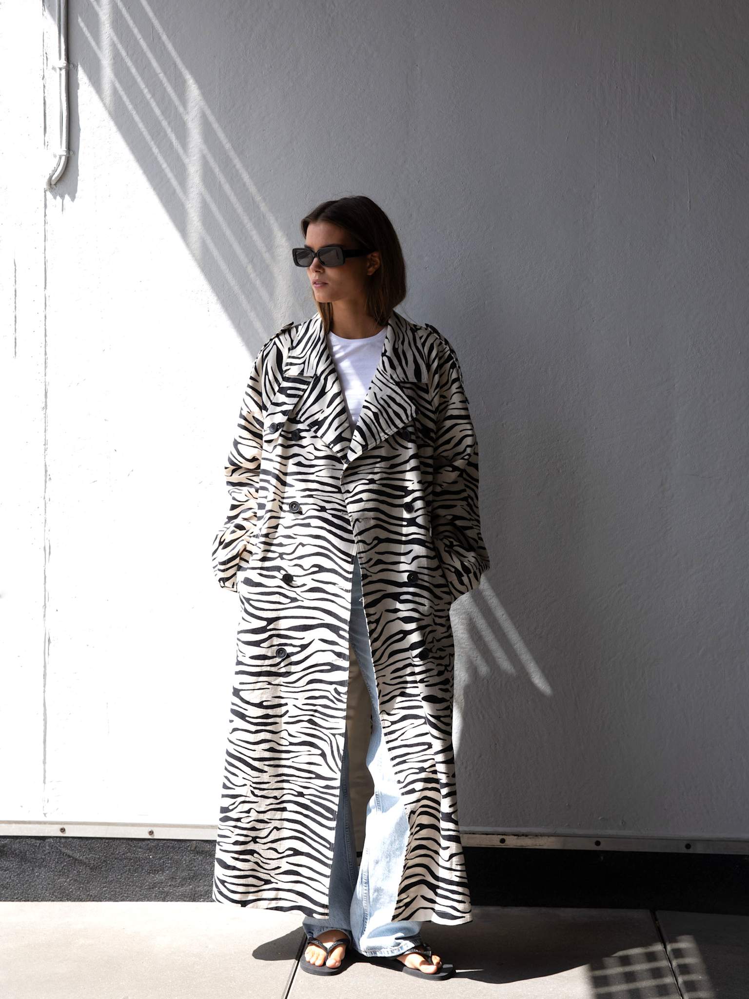 KIRA LINEN COAT - ZEBRA