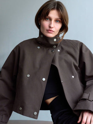 SKYLER CROPPED JACKET - BROWN