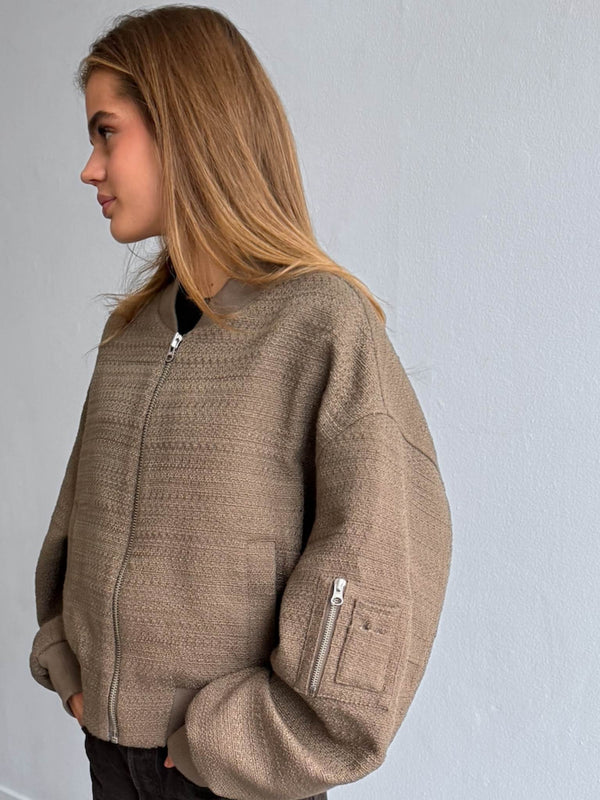 KIAN TWEED BOMBER - ARMY