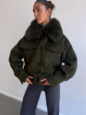 CHARLIE WOOL JACKET - DARK GREEN