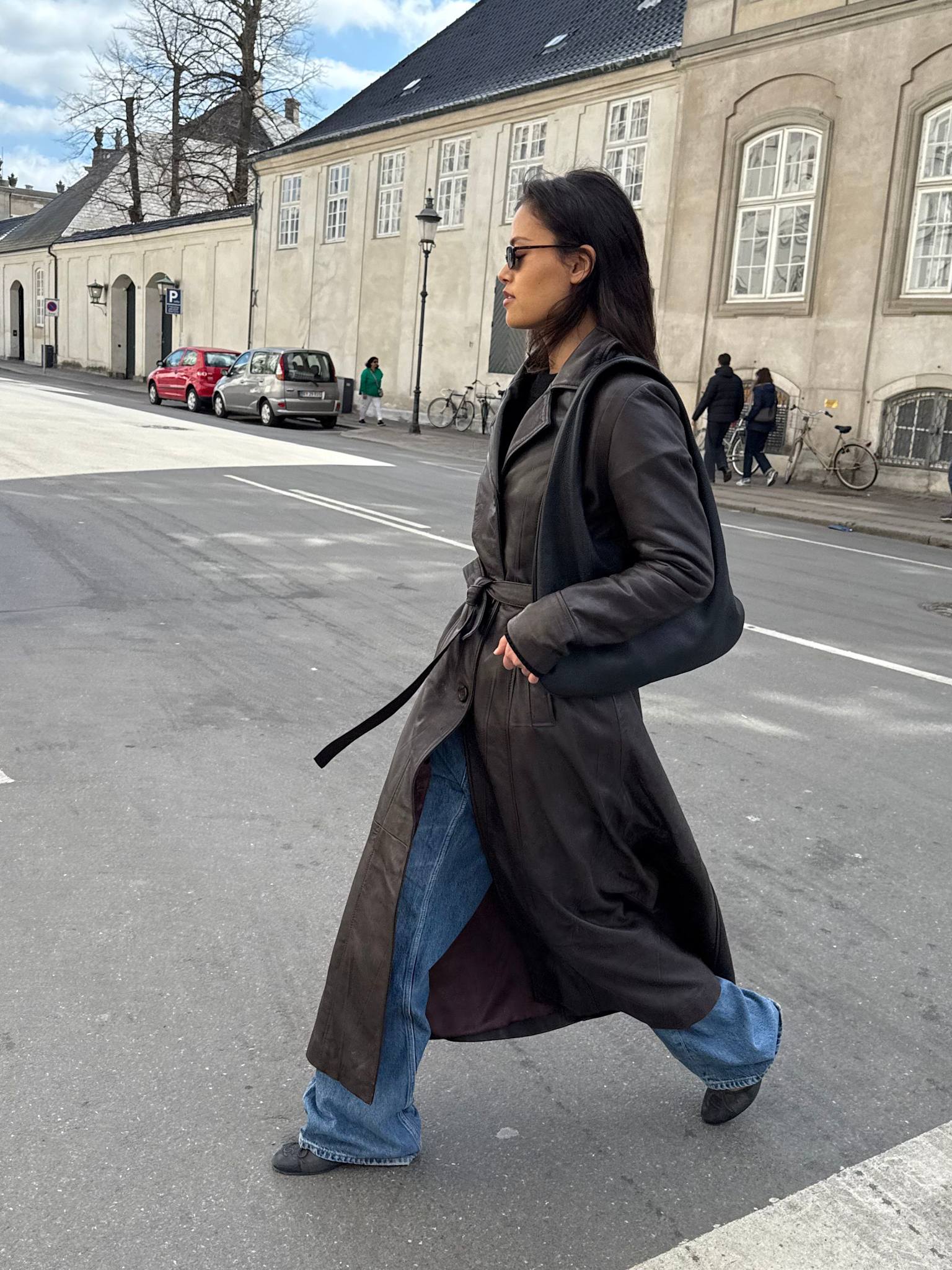DREW LEATHER COAT - BROWN