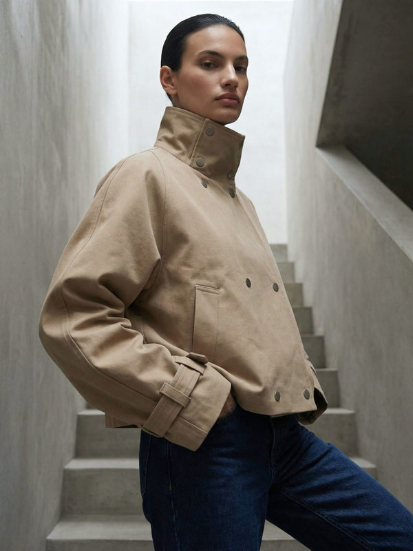 SKYLER CROPPED JACKET - BEIGE