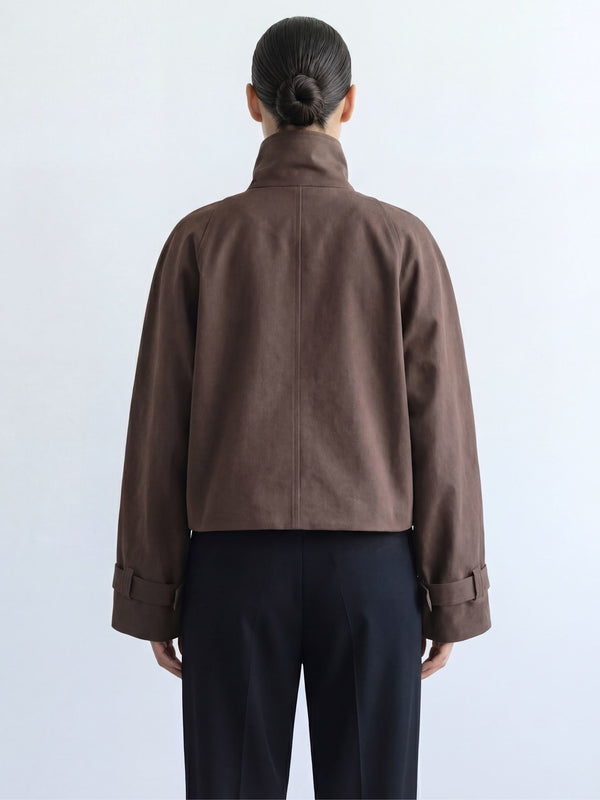 SKYLER CROPPED JACKET - BROWN