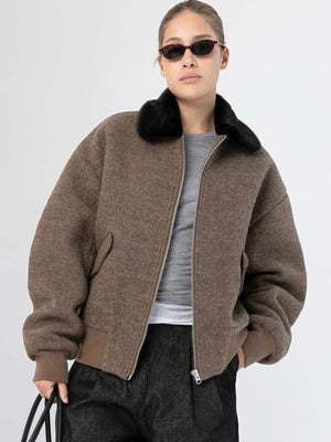 AVERY BOBMER JACKET - BROWN/BLACK