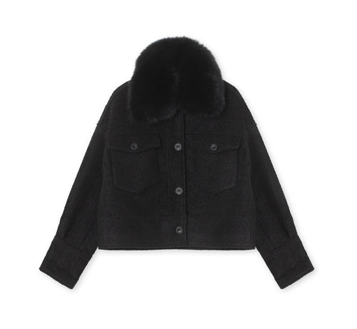 CHARLIE JACKET WOOL BOUCLE - BLACK