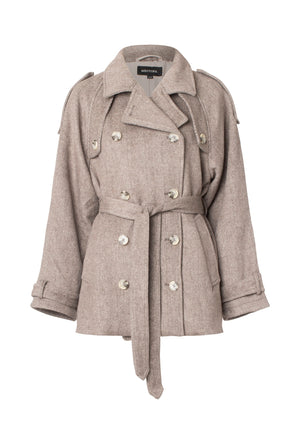 BEA WOOL JACKET - BEIGE/BROWN