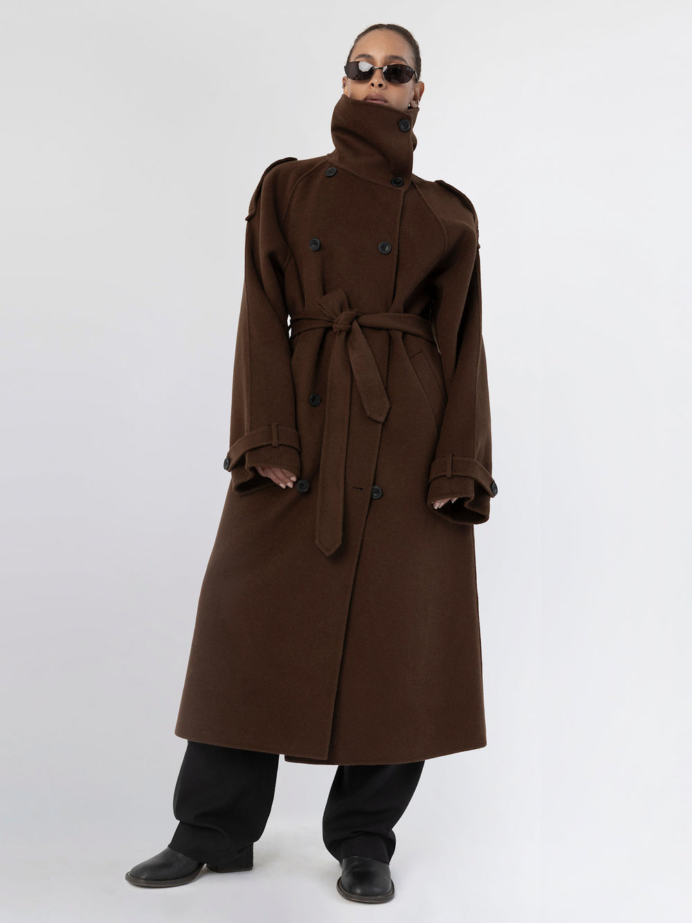 BELLO WOOL COAT - BROWN