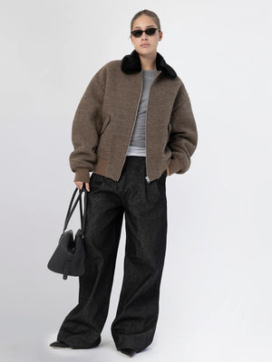 AVERY BOBMER JACKET - BROWN/BLACK