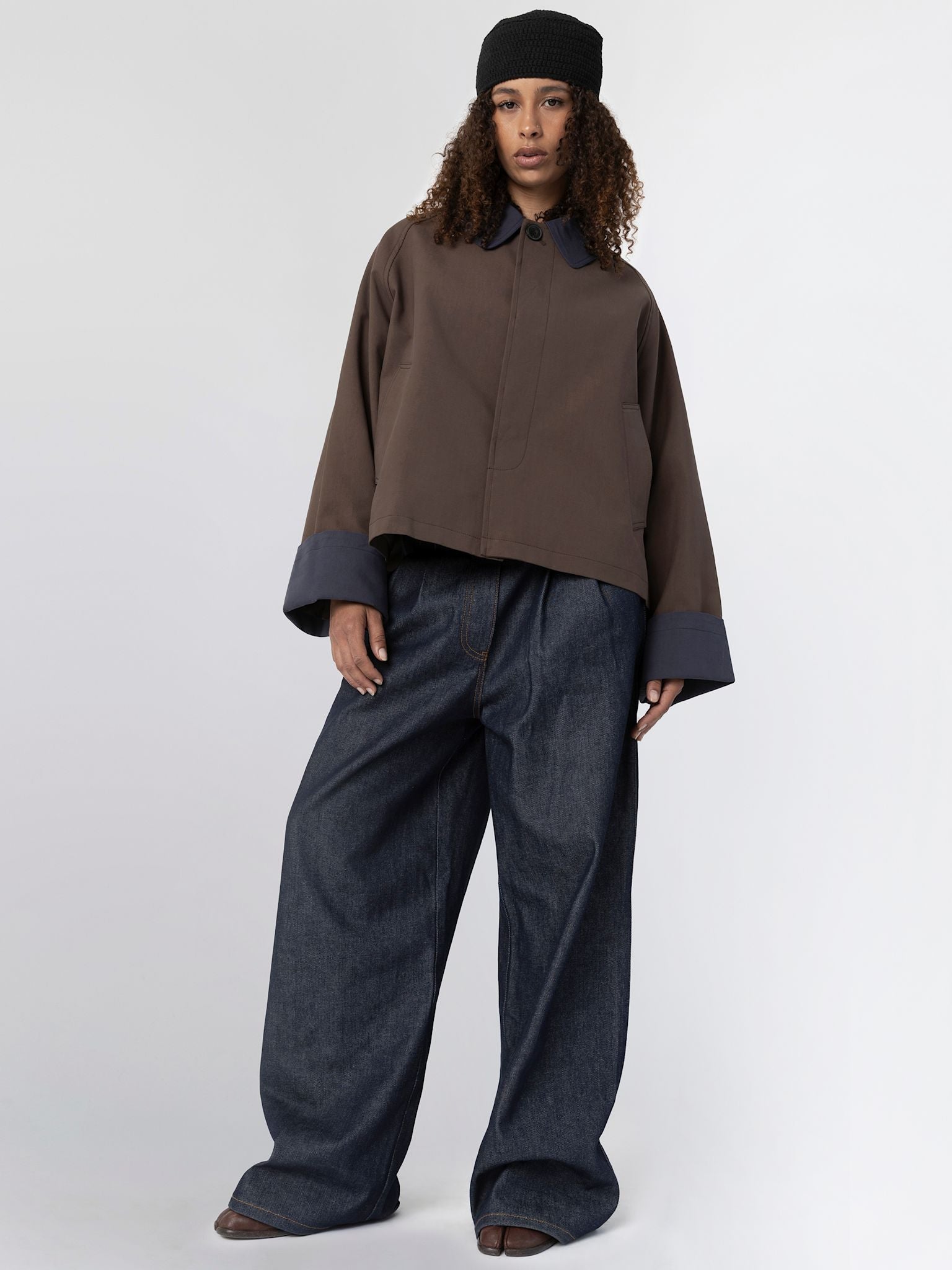 ジョル　 JOEL CANVAS JACKET - BROWN/NAVY