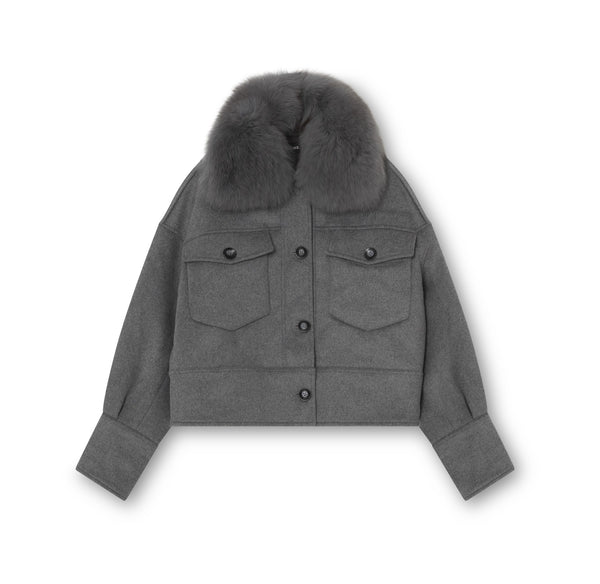 CHARLIE WOOL JACKET - MELANGE GREY