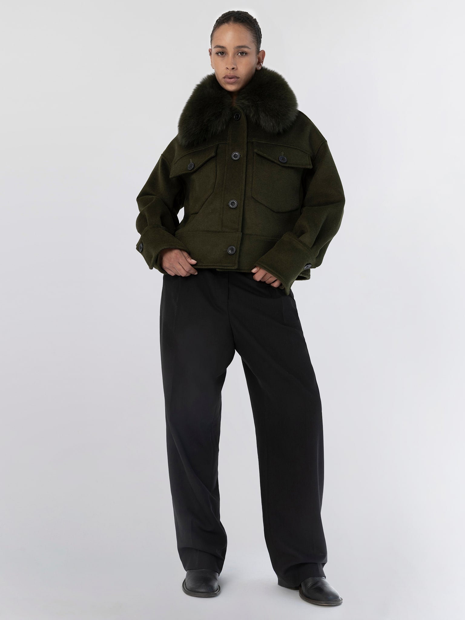 CHARLIE WOOL JACKET - DARK GREEN