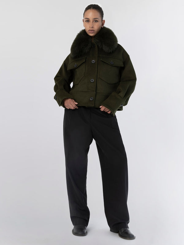 CHARLIE WOOL JACKET - DARK GREEN
