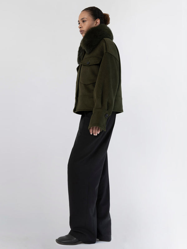 CHARLIE WOOL JACKET - DARK GREEN