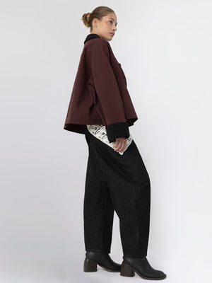 JOEL CANVAS JACKET - BURGUNDY/BLACK