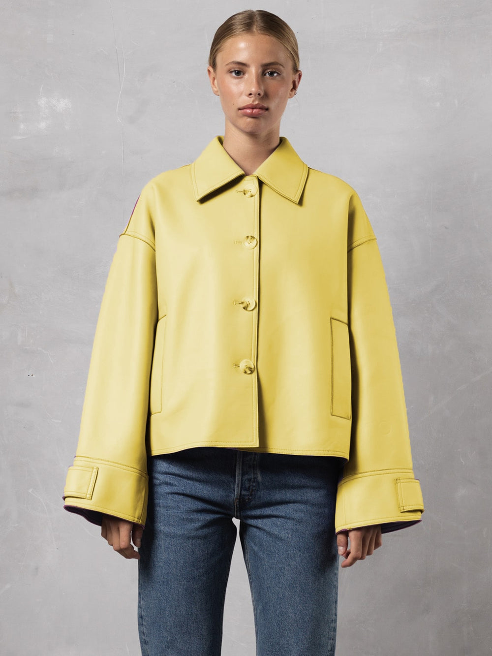 JOSEPH LEATHER JACKET - YELLOW
