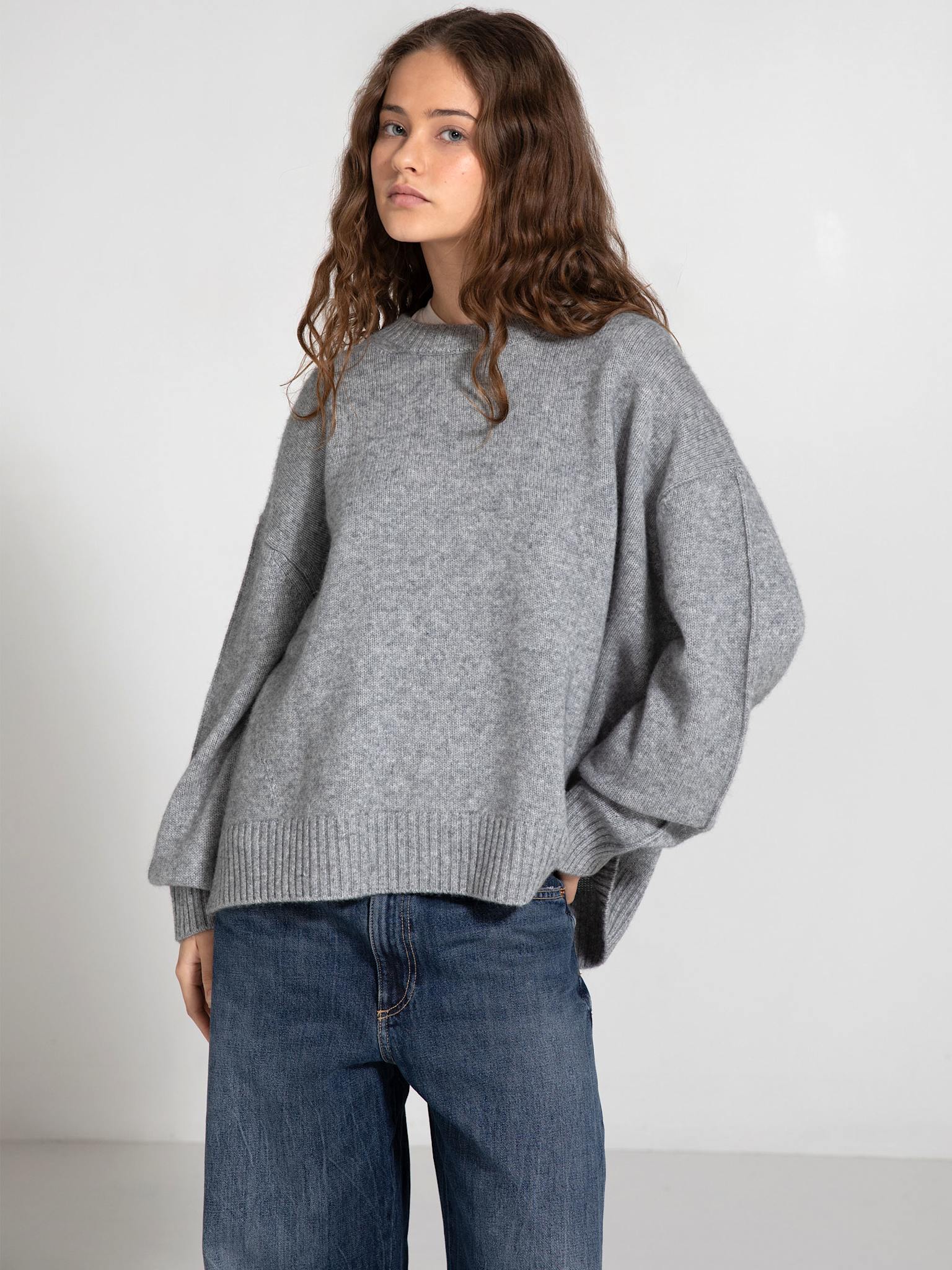 HYEON⭐︎apple pie knit グレー Ariel Edge Stitch Cardigan Sweater - Soft Cashmere Blend, Relaxed