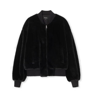 BIANCA BOMBER - FAUX FUR - BLACK