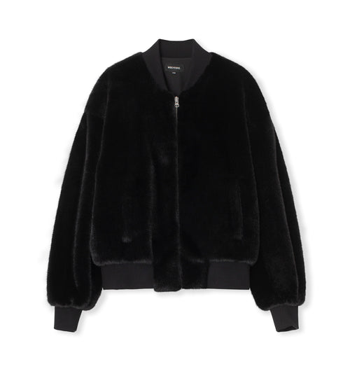 BIANCA BOMBER - FAUX FUR - BLACK