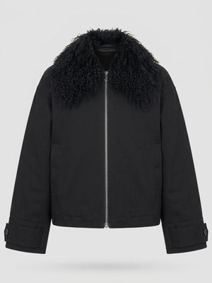 NICO JACKET MONGOLIAN FUR - BLACK